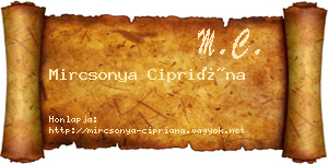Mircsonya Cipriána névjegykártya